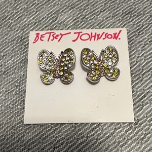 Betsey Johnson Yellow and Silver Butterfly Studs